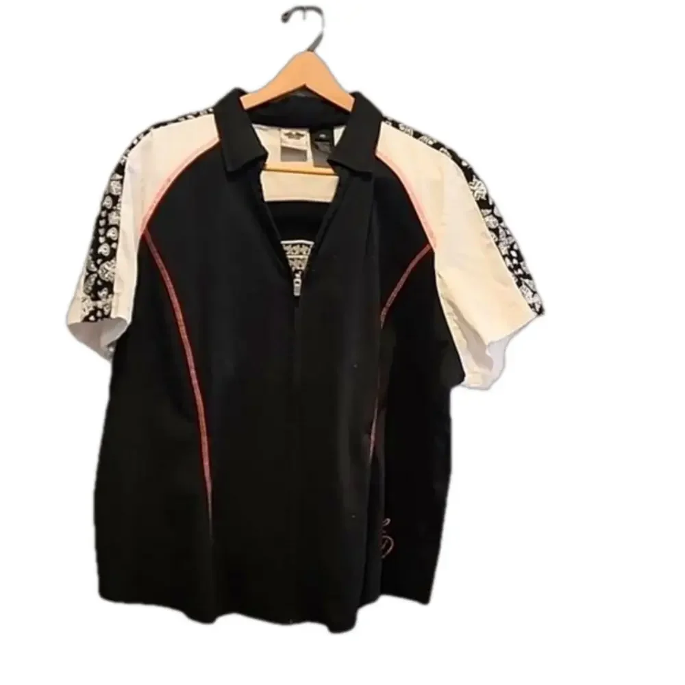 Vintage Y2K Harley Davidson full zip paisley pattern biker shirt 2W - Picture 1 of 8